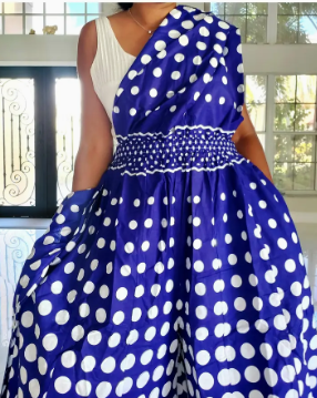 Royal Blue with White Polka Dots Palazzo Romper