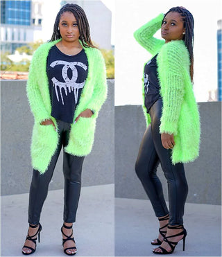 Neon shop shaggy sweater